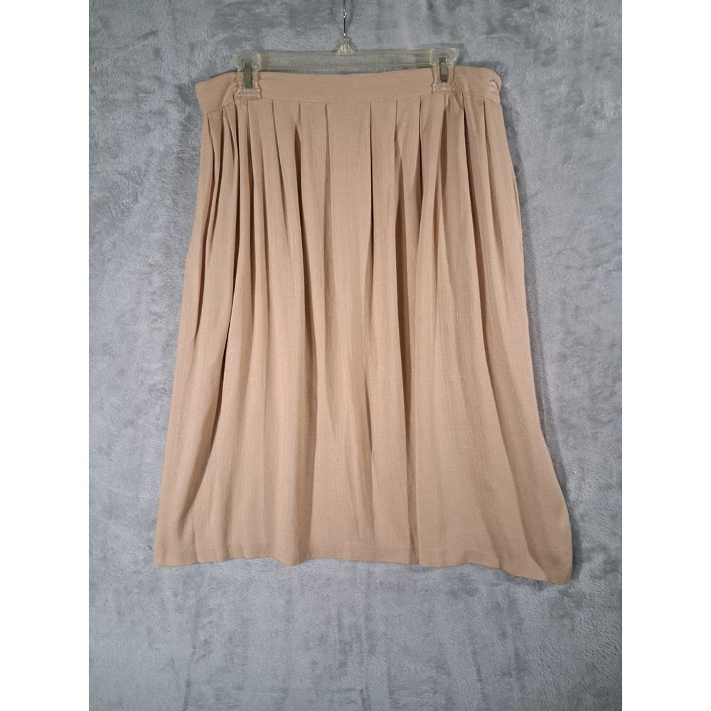 VTG Robbi-I Made In USA Midi Skirt Medium Tan Boho Linen Blend Lightweight